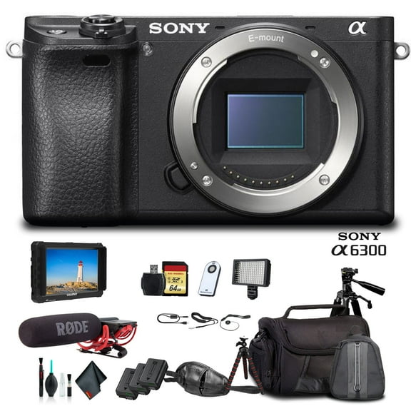 Sony Alpha a6300 Mirrorless Camera Black ILCE6300/B +Soft Bag, Tripod, 2X Extra(International Model)