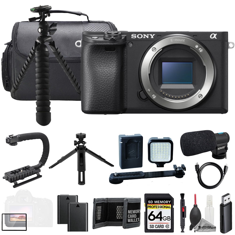 Sony Alpha a6400 (Body) + Mic + 64GB + Extra Battery+ LED Flash