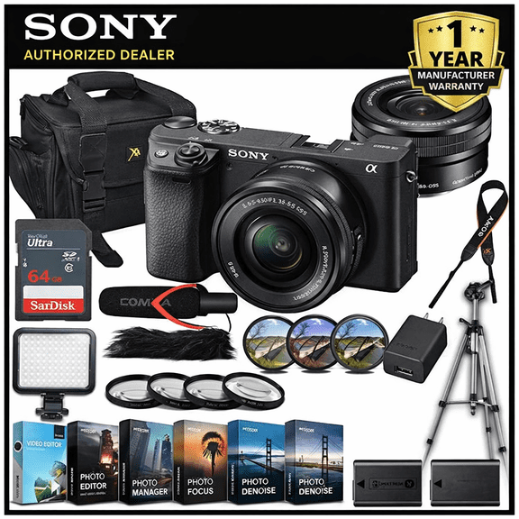 Sony Alpha a6400 E-Mount Camera with APS-C Sensor + E PZ 16?50?mm F3.5?5.6 OSS Lens + Professional Video-Accessory Kit