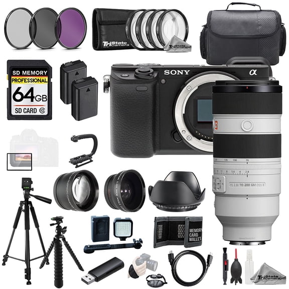 Sony Alpha a6400 + FE 70-200mm f/2.8 GM OSS II Lens+64GB+Ext Bat+9 PC Filter-MEGA Kit (International Version)