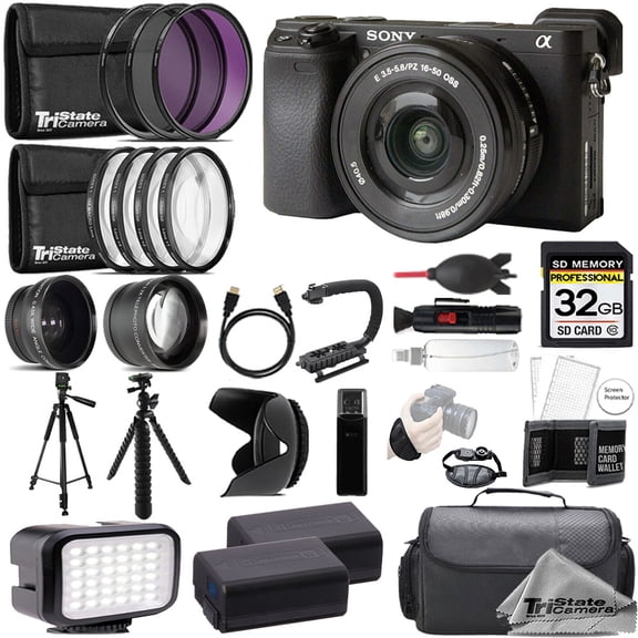 Sony Alpha a6400 Mirrorless Digital Camera with 16-50mm Lens + 32GB + Extra Battery+ 9 PC Filter- ULTIMATE Kit (International Version)
