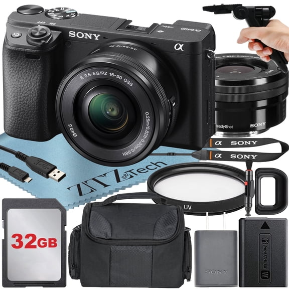 Sony Alpha a6400 Mirrorless Digital Camera with 16-50mm Lens + 32GB Card + Case + ZeeTech Accessory Bundle (International Version)