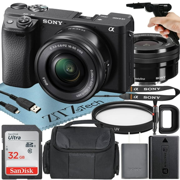 Sony Alpha a6400 Mirrorless Digital Camera with 16-50mm Lens + SanDisk 32GB Card + Case + ZeeTech Accessory Bundle (International Version)