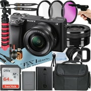 Sony Alpha a6400 Mirrorless Digital Camera with 16-50mm Lens + SanDisk 64GB Card + Tripod + ZeeTech Accessory Bundle