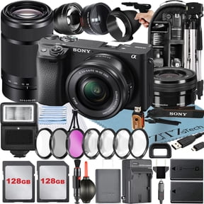 Sony Alpha a6400 Mirrorless Digital Camera with E PZ 16-50mm + E 55-210mm OSS Lens + 2 Pack 128GB Card + Backpack + ZeeTech Accessory Bundle (International Version)