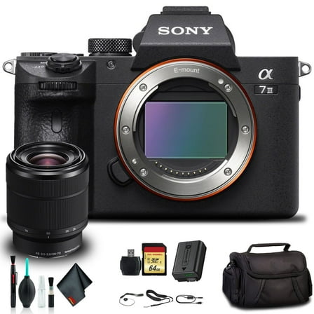 Sony Alpha a7 III Mirrorless Camera with 28-70mm Lens (ILCE7M3K/B) Bundle + 64GB Card and Soft Bag (International Model)