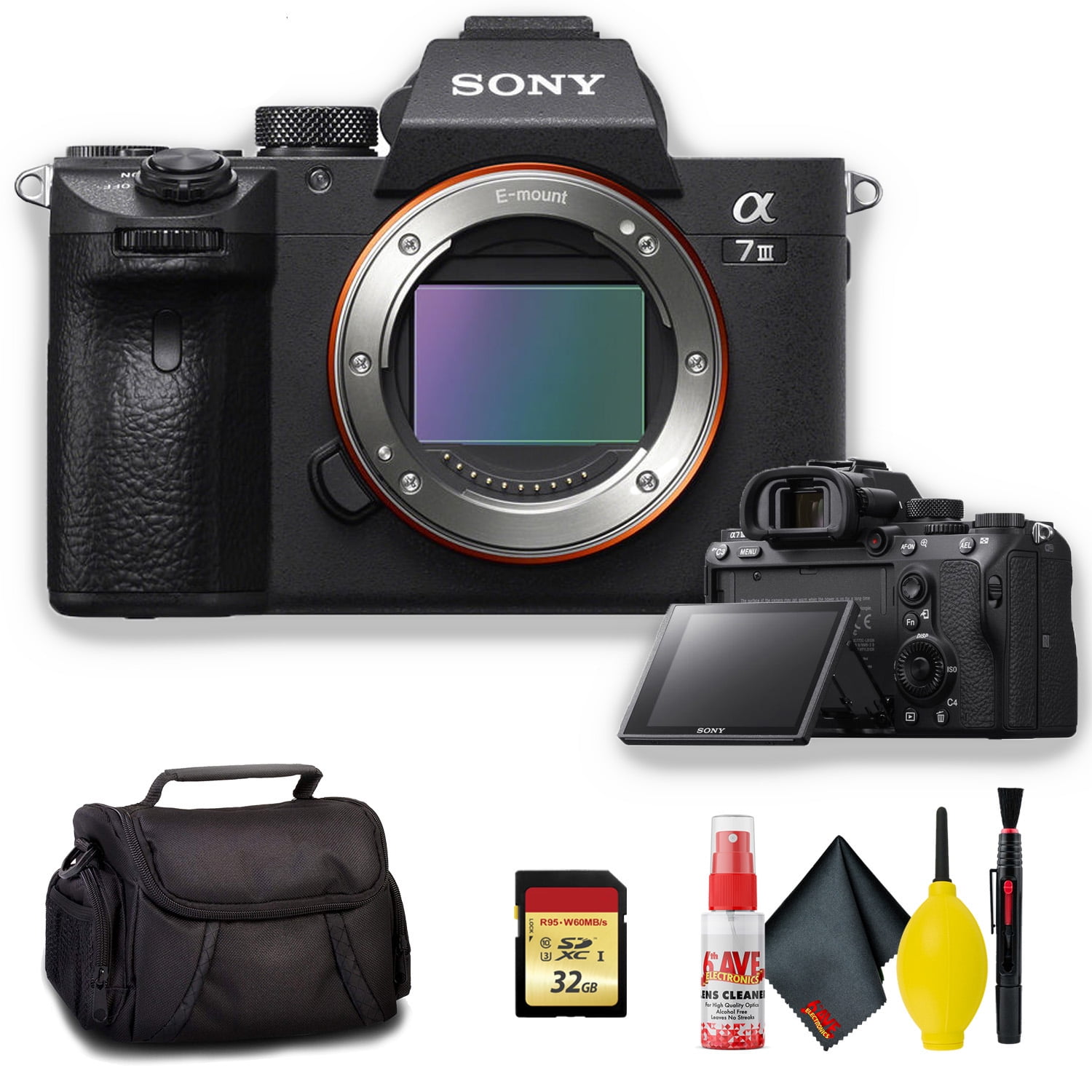 Sony Alpha a7 III Mirrorless Digital Camera (Body Only) - New | Standard Kit with 32GB Memory Card & Accessories