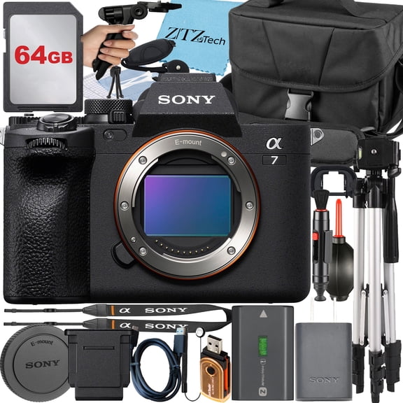 Sony Alpha a7 IV Mirrorless Digital Camera (Body Only) + 64GB Card + Case + Tripod + ZeeTech Accessory Bundle (International Version)