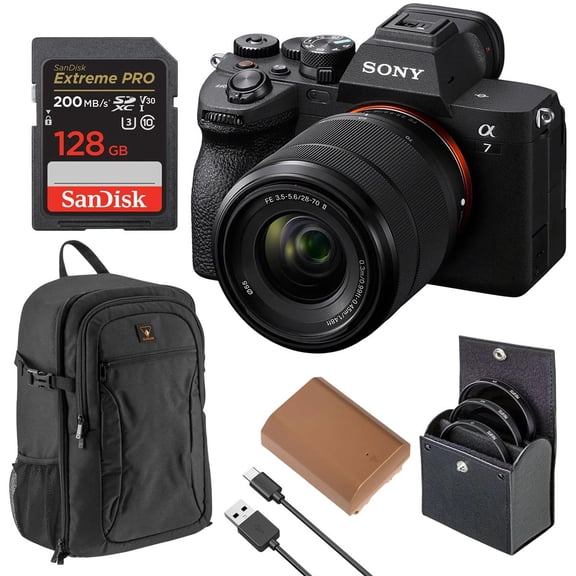 Sony Alpha a7 IV a7 IVra HD Mirrorless Camera with Memory Card, Compact Camera Backpack, Battery and ProOptic Filters Kit