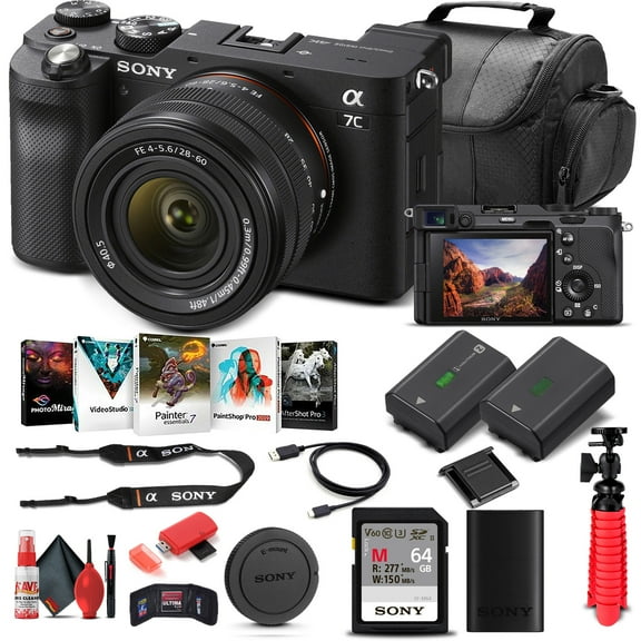Sony Alpha a7C Mirrorless Camera W/ 28-60mm Lens Black ILCE7CL/B - Basic Bundle(International Model)