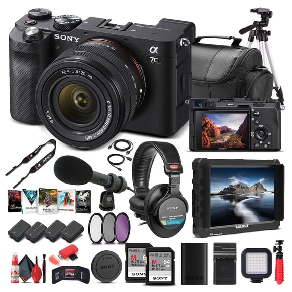 Sony Alpha a7C Mirrorless Camera W/ 28-60mm Lens Black ILCE7CL/B - Pro Bundle(International Model)