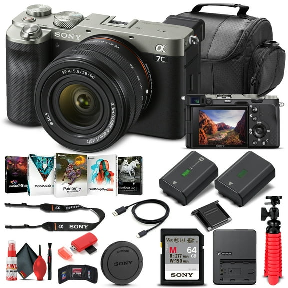 Sony Alpha a7C Mirrorless Camera W/ 28-60mm Lens Silver ILCE7CL/S - Basic Bundle(International Model)