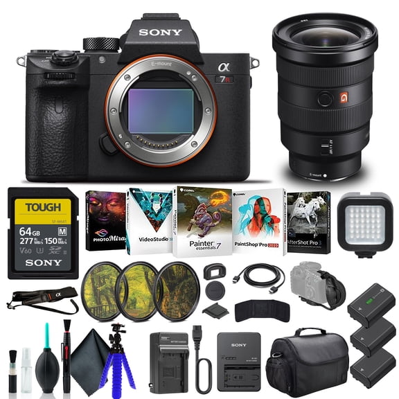 Sony Alpha a7R IVA Mirrorless Digital Camera Body Only ILCE7RM4A/B, Sony FE 16-35mm Lens, 64GB Memory Card, Corel Photo Software, Case, 2 x NP-FZ100 Compatible Battery, and More