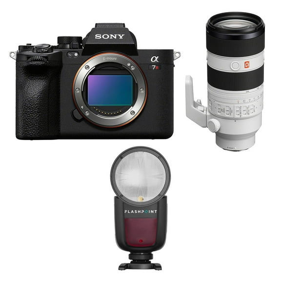Sony Alpha a7R V Mirrorless Camera with FE 70-200mm f/2.8 GM OSS II G Lens, Bundle with Flashpoint Zoom Li-on X R2 TTL Flash
