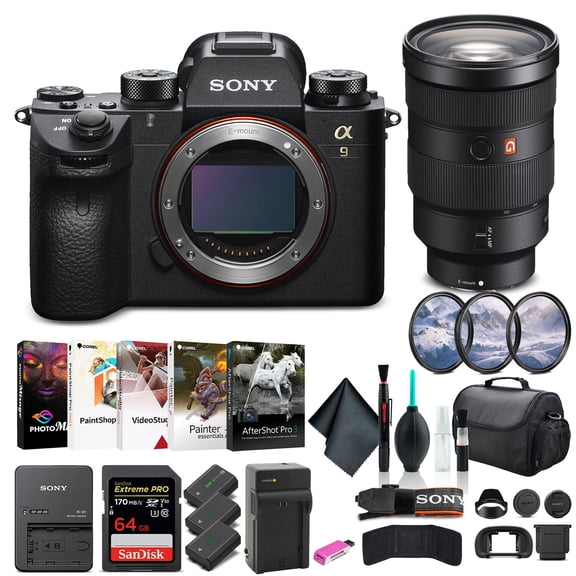Sony Alpha a9 II Mirrorless Digital Camera Body Only ILCE9M2/B, Sony FE 24-70mm Lens, 64GB Memory Card, 2 x NP-FZ-100 Battery, Corel Photo Software, Case, External Charger, and More