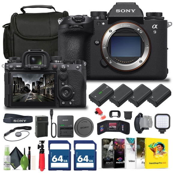 Sony Alpha a9 III Mirrorless Camera - 24.6MP Full Frame Global Shutter (ILCE-9M3) , 2 x 64GB Card , Bag , 3 x NP-FZ100 Compatible Battery , External Charger , Card Reader , LED Light