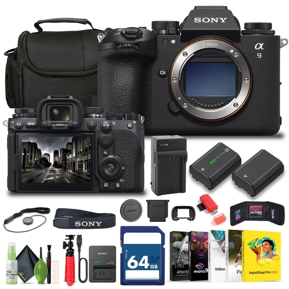 Sony Alpha a9 III Mirrorless Camera - 24.6MP Full Frame Global Shutter (ILCE-9M3) , 64GB Memory Card, Bag, NP-FZ100 Compatible Battery , External Charger, Card Reade