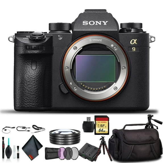 Sony Alpha a9 Mirrorless Camera + Tripod, Extra Battery & 64GB Card Bundle (International Model)
