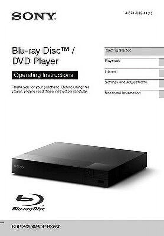 Instruction Manual ONLY for Sony BDP-S6500 Blu-ray Player Instruction Manual ONLY for Sony BDP-S6500 Blu-ray Player