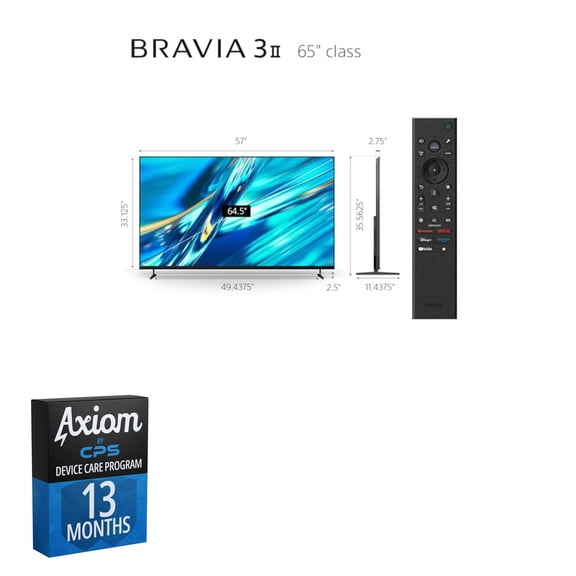 Sony BRAVIA 3 II 65-in 4K HDR LED TV - K65XR30M2 (2026) + 13-Month Axiom Care