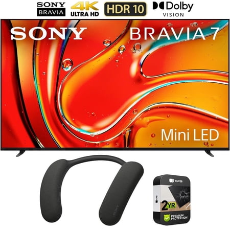 Sony BRAVIA 7 K55XR70 55 inch 4K HDR Smart QLED Mini-LED TV (2024) Bundle with Bonus Theater U Wearable TV Speaker and 2 YR CPS Enhanced Protection Pack
