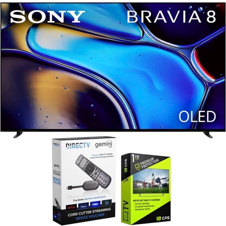 Sony BRAVIA 8 K65XR80 65 inch 4K HDR Smart OLED TV (2024 Model) Bundle with Redeemable DIRECTV Gemini Air Streaming Device and 1 YR CPS Enhanced Protection Pack