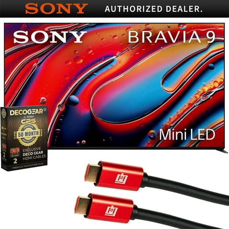 Sony BRAVIA 9 K75XR90 75 Inch 4K HDR Smart QLED Mini-LED TV (2024) Bundle with Deco Gear 4K HDMI 2.0 Cable x2 & CPS Exclusive 50 Month Protection Pack
