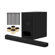 Sony BRAVIA Theater Bar 6 with 3.1.2 Amplifier Channels and Wireless Subwoofer Bundle - Dolby Atmos Soundbar System with Four Isolation Pads and Ten Hook and Loop Ties 17 Items