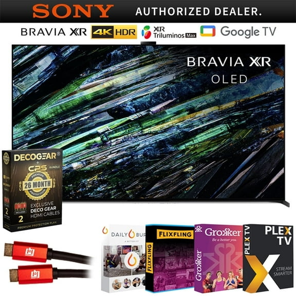 Sony BRAVIA XR A95L 77 inch QD-OLED 4K HDR Smart TV (2023) + Deco Gear 4K HDMI 2.0 Cable x2 + Movie Streaming & 26 Month Extended Protection | Official Sony Partner |
