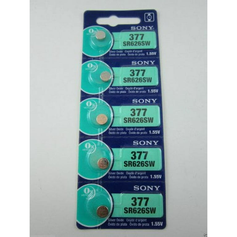 ★ Sony Battery 377 (SR626SW) Silver Oxide 1.55V (5 Batteries