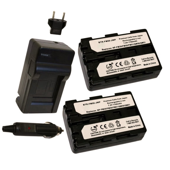 Sony CCD-TRV318 Replacement Battery 1700mAh (2-Pack) with Single Charger