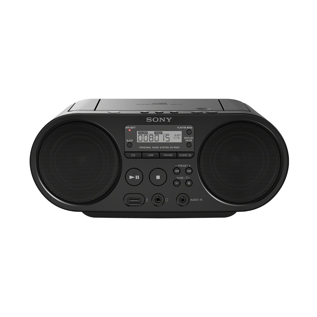 Sony CD Boombox with AM/FM Radio USB Playback Audio Input, Plugin ZSPS50B 