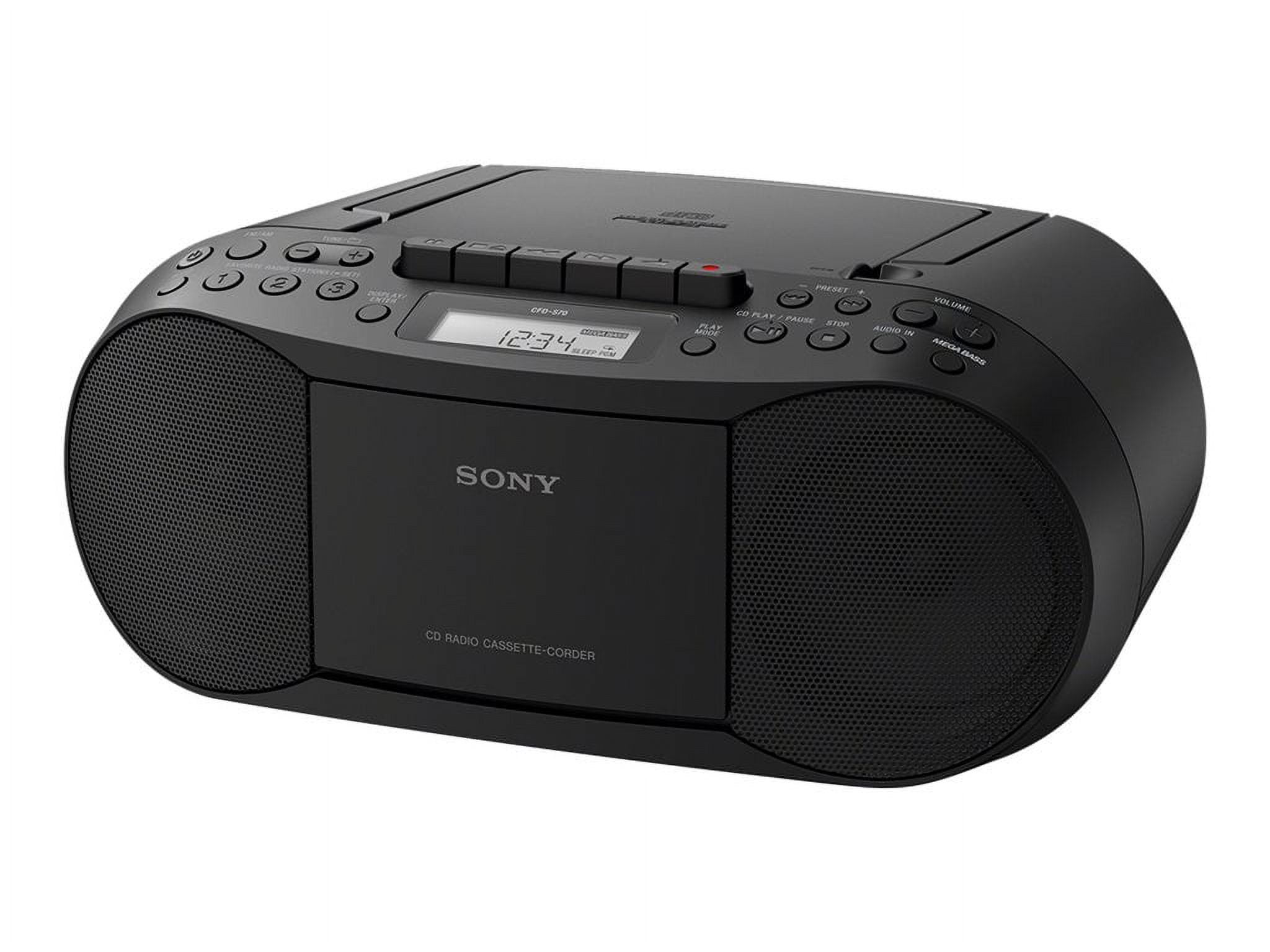 Sony CD/Cassette Boombox with Radio - 1 x Disc - 3.40 W Integrated Stereo Speaker - Black LCD - CD-DA, MP3 - 1.60 MHz AM - 108 MHz FM - 1.60 MHz MW - Auxiliary Input