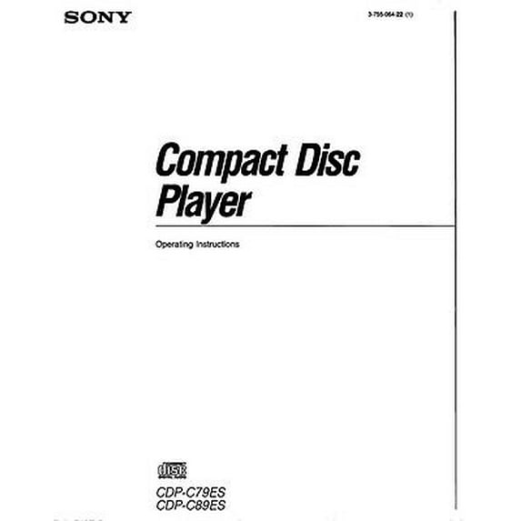 Instruction Manual ONLY for Sony CDP-C89ES CD Player Owners Manual REPRINT