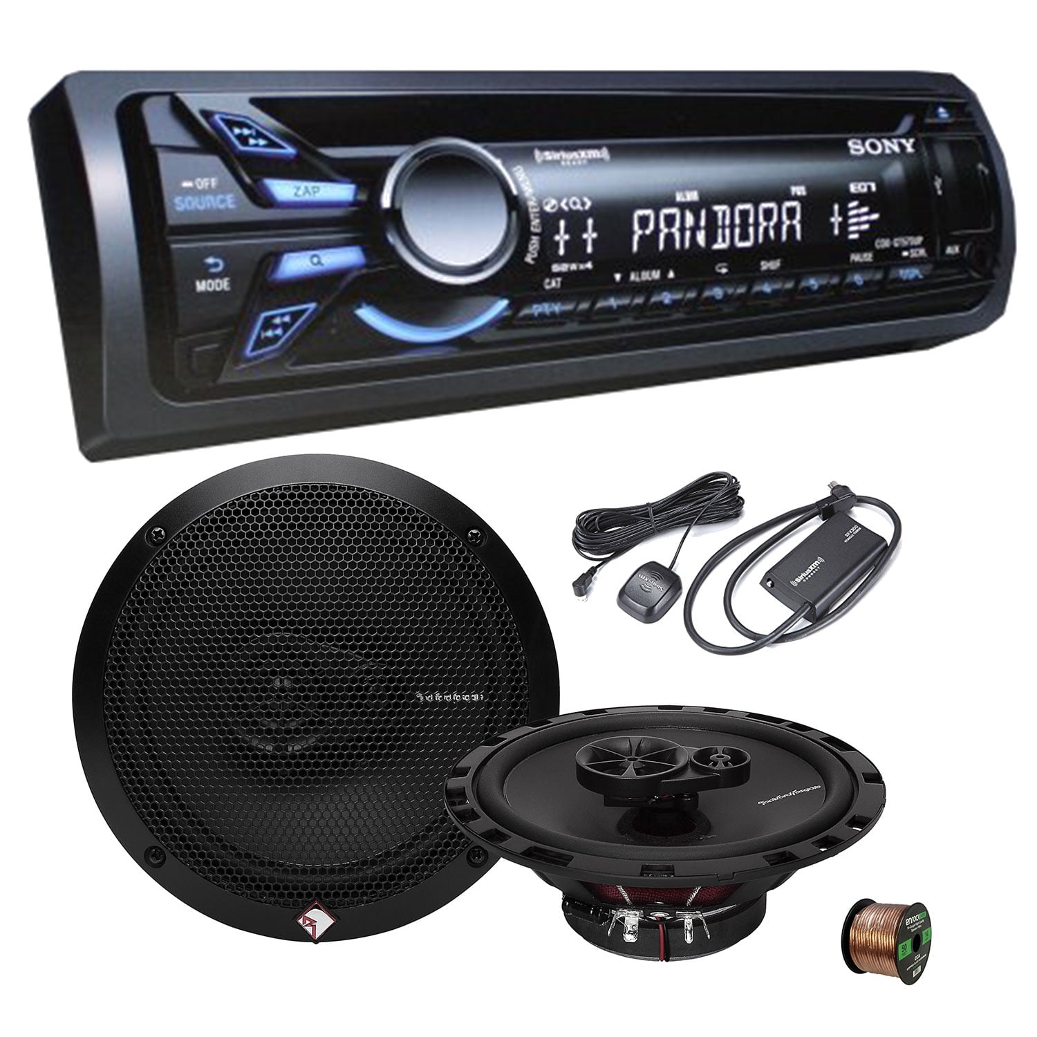 Sony CDXGT570UP CD/MP3 Car Stereo Receiver With Rockford Fosgate R165X3