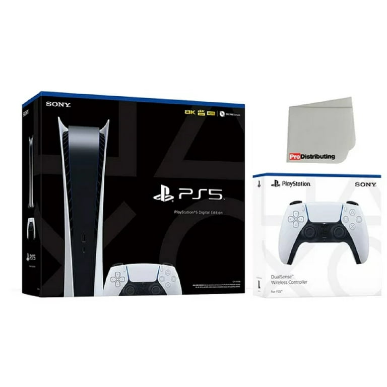 Sony PlayStation 5 Slim Digital Console with Extra Glacier White Controller  
