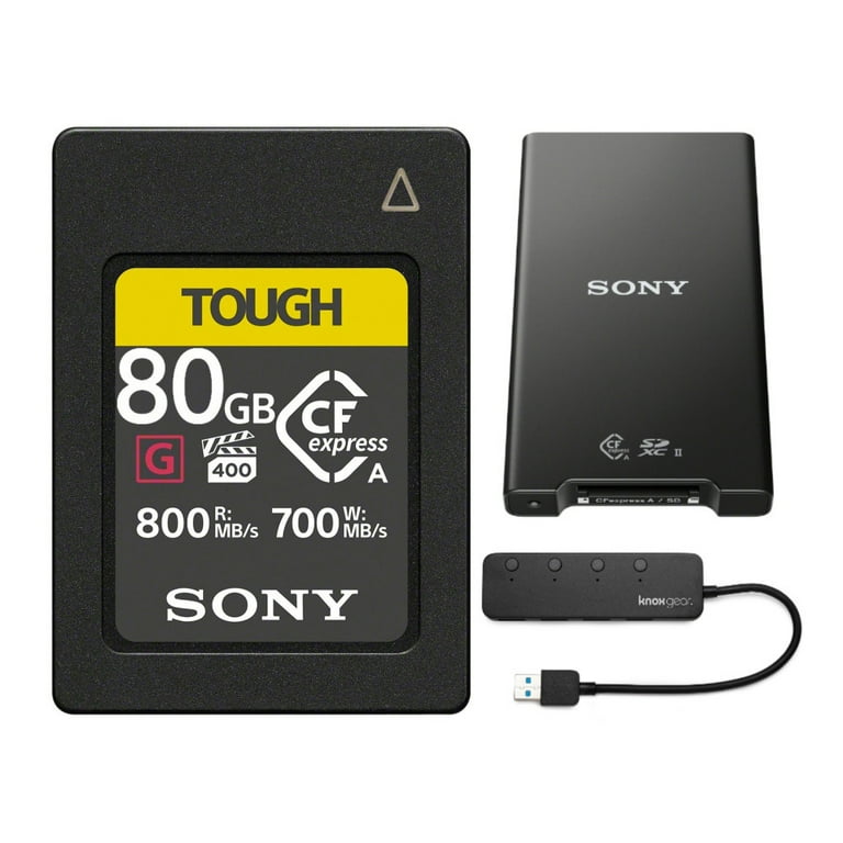 Sony CFexpress Type A 80GB Memory Card with Card Reader and 4 Port USB Hub