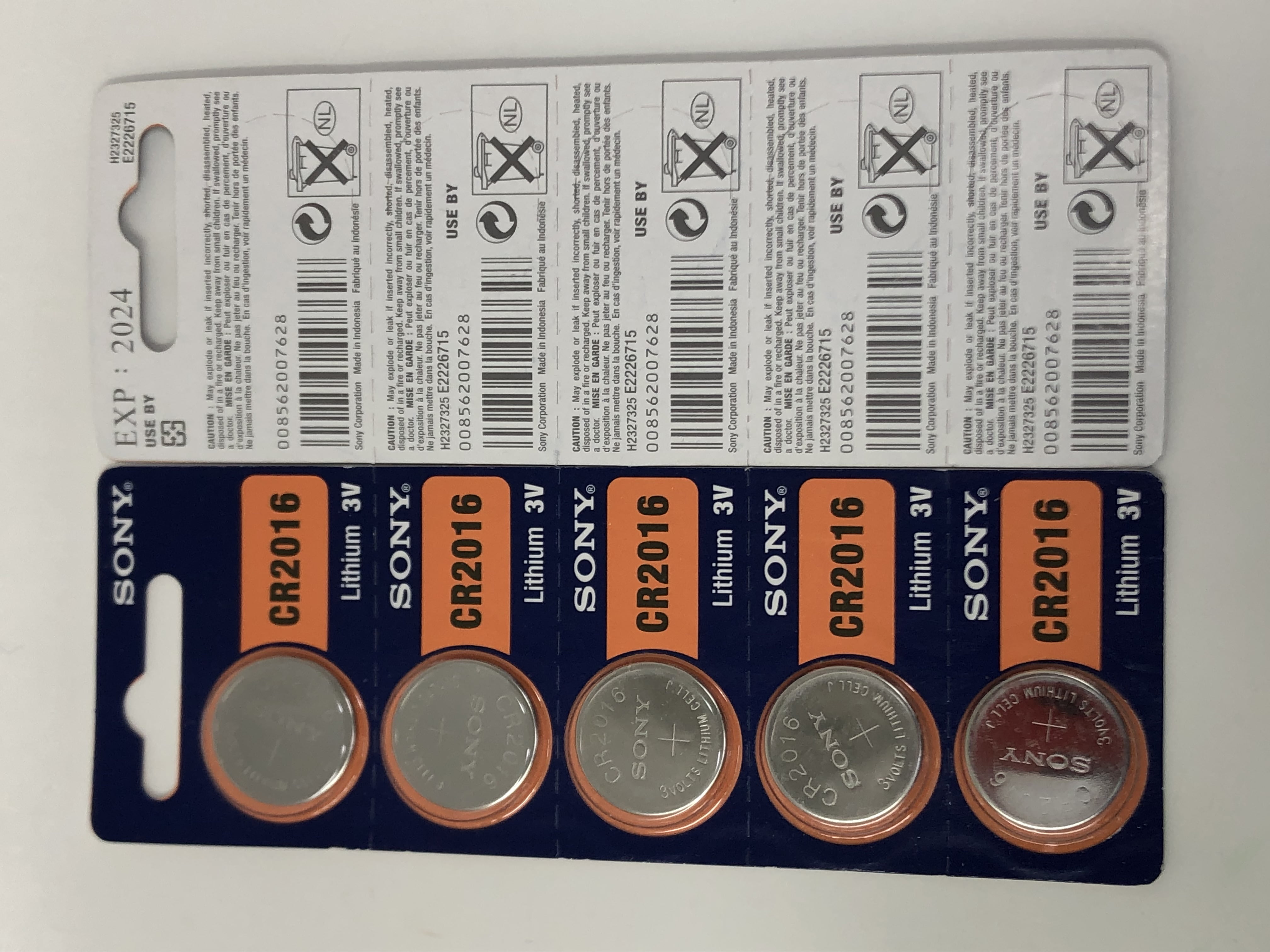 Sony CR2016 3 Volt Lithium Manganese Dioxide Batteries, Genuine Sony