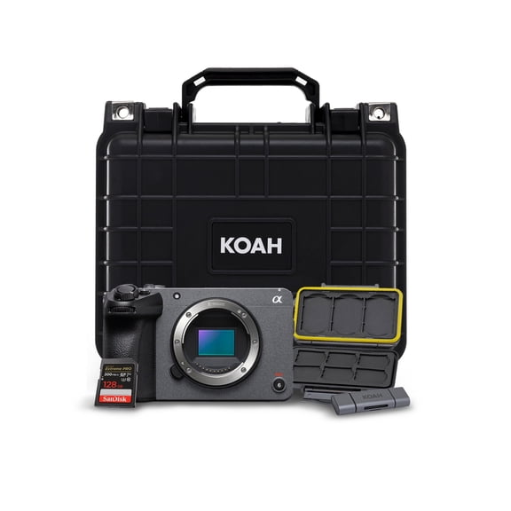 Sony Cinema Line FX30 Super 35 Camera (Body Only) with Weatherproof Hard Case, 128GB SD Card, and Card Reader and Storage Case bundle (4 Items)
