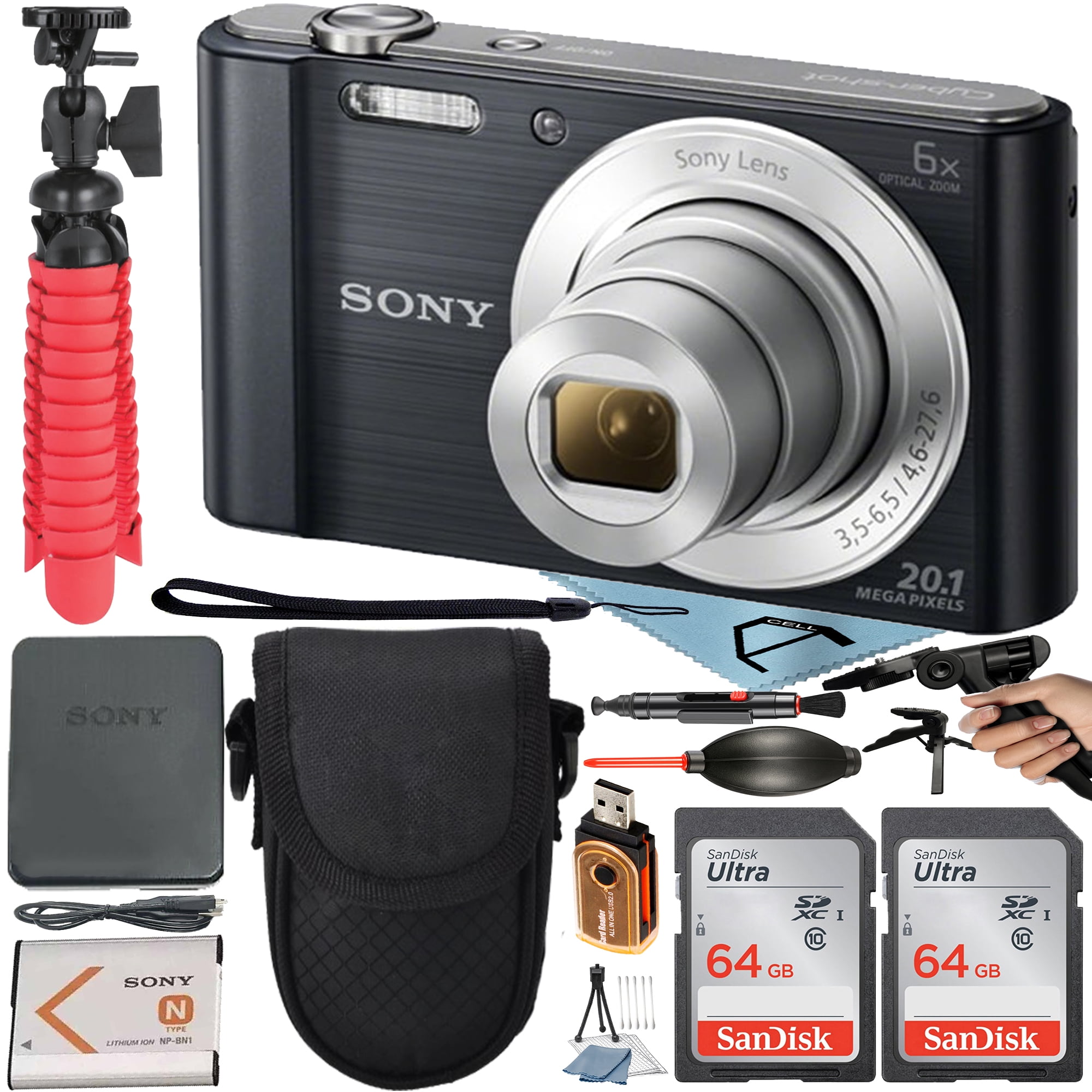 Sony Cyber-Shot DSC-W810 Digital Camera 20.1 MP CCD Sensor with Optical 6X  Zoom Lens + SanDisk 32GB Memory Card + Tripod + ZeeTech Accessory Bundle
