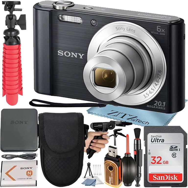 Sony Cyber-Shot DSC-W810 20.1 MP with 6X Zoom, 32GB Card, Grip