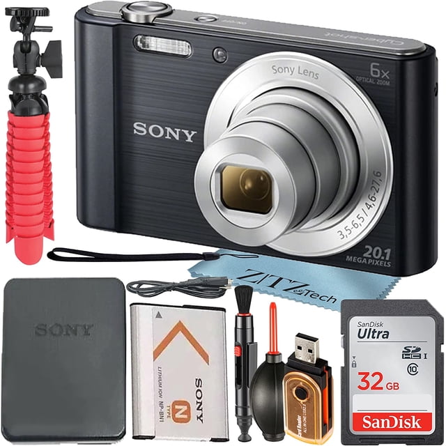 Sony Cyber-Shot DSC-W810 20.1 MP, 6X Zoom, 32GB Card, Tripod & Kit ...