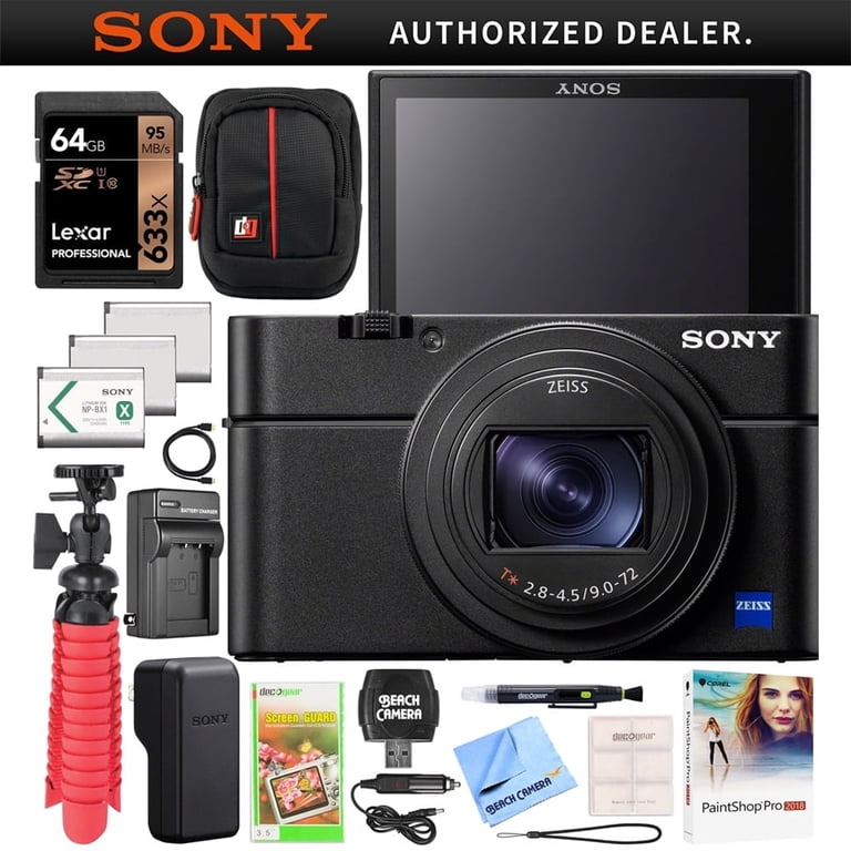 Sony RX100 VII Camera with 3x Battery, 64GB Card, Case & Software