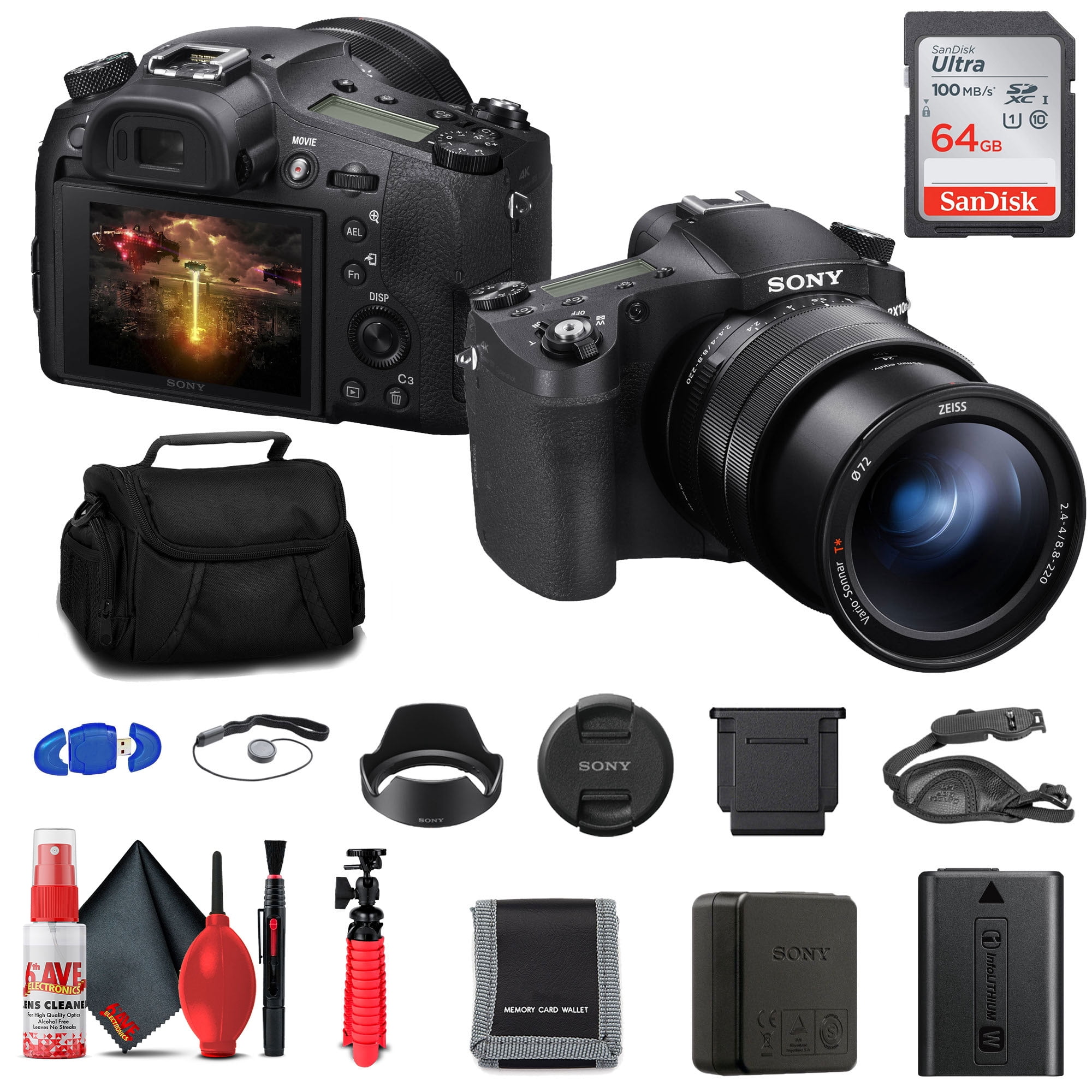Sony Cyber-shot DSC-RX10 IV Digital Camera (DSCRX10M4/B) + 64GB