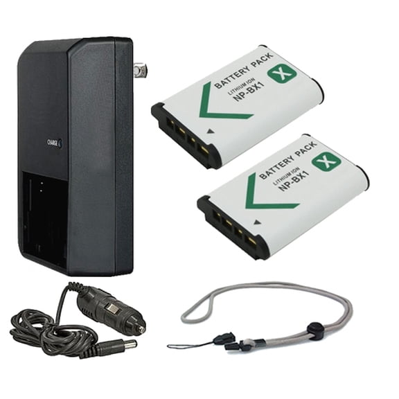 Sony Cyber-shot DSC-RX100 II High Capacity Batteries (2 Units) + AC/DC Travel Charger + Krusell Multidapt Neck Strap (Black Finish)