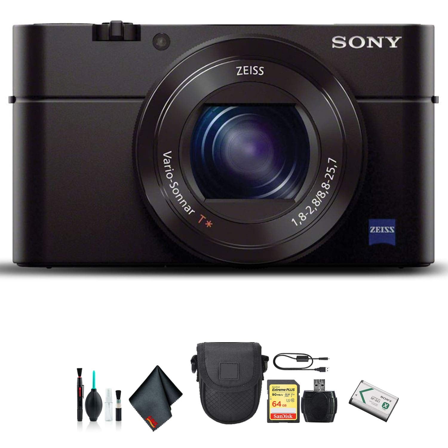 Sony Cybershot DSCRX100 III Camera DSCRX100M3/B With Soft Bag, 64GB