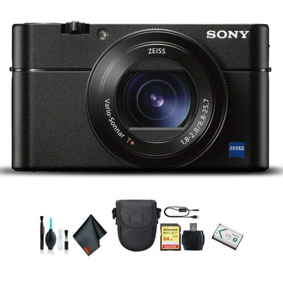 Sony Cyber-shot DSC-RX100 VA Camera DSC-RX100M5A/B with Soft Bag, 64GB Memory Card, Card Reader , Plus Essential Accessories(International Model)