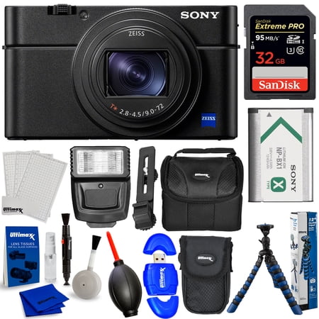 Sony Cyber-shot DSC-RX100 VII Digital Camera Bundle with 32GB + Tripod + Cases
