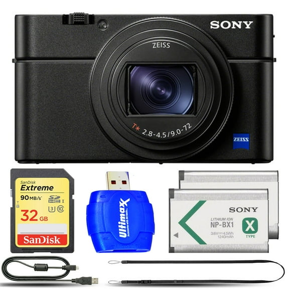 Sony Cyber-shot DSC-RX100 VII Digital Camera + EXT BATT + Memory Card Reader 32GB Bundle
