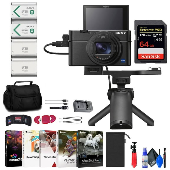 Sony Cyber-shot DSC-RX100 VII Camera with Shooting Grip + 64GB Card & Bundle (International Model)